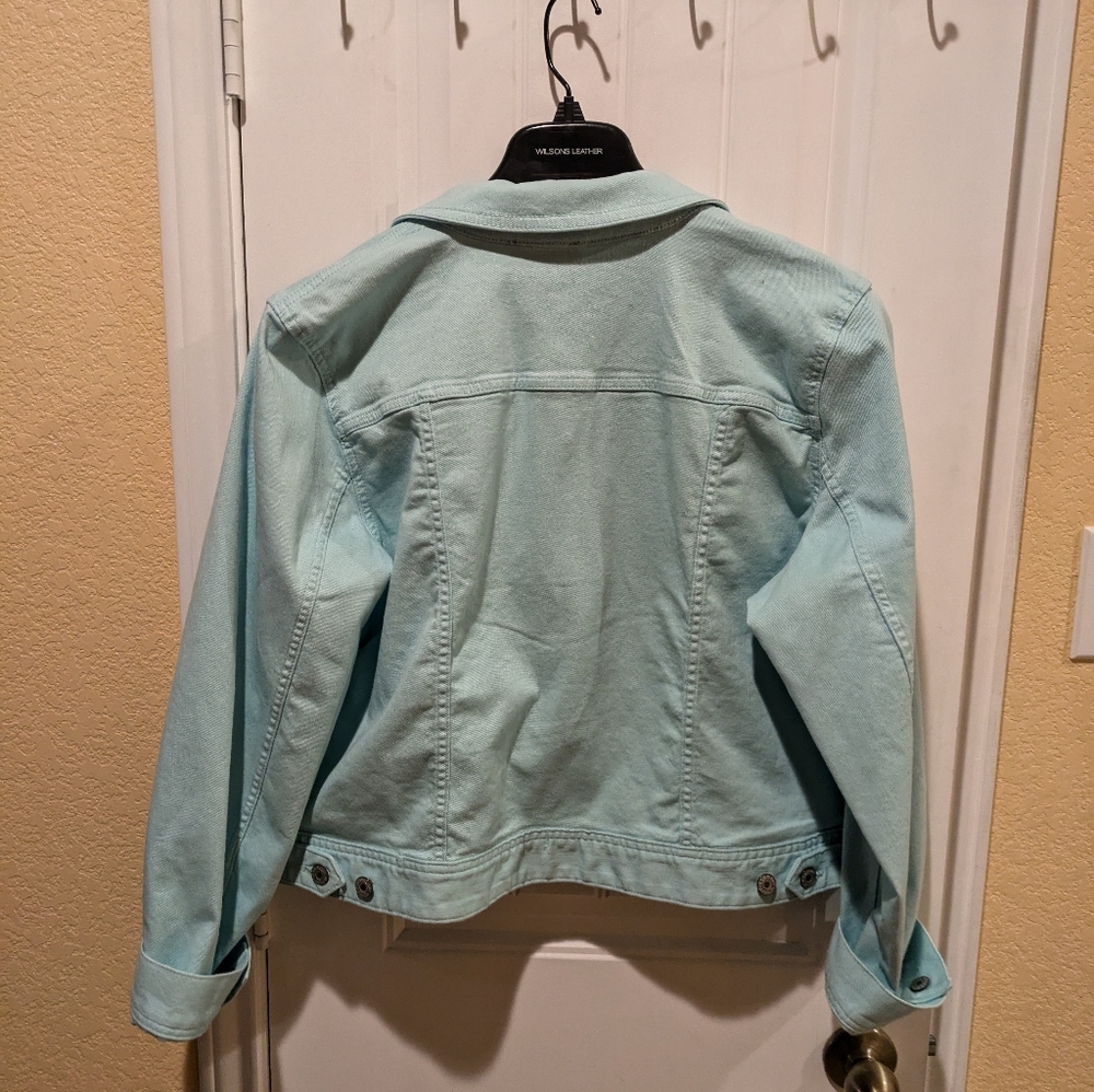 Talbots Stretch Jean Jacket   XL color Teal - Picture 12 of 16